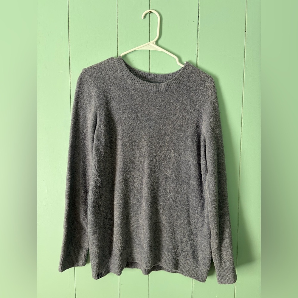 Barefoot Dreams CozyChic lite medium gray/blue sweater crew warm winter